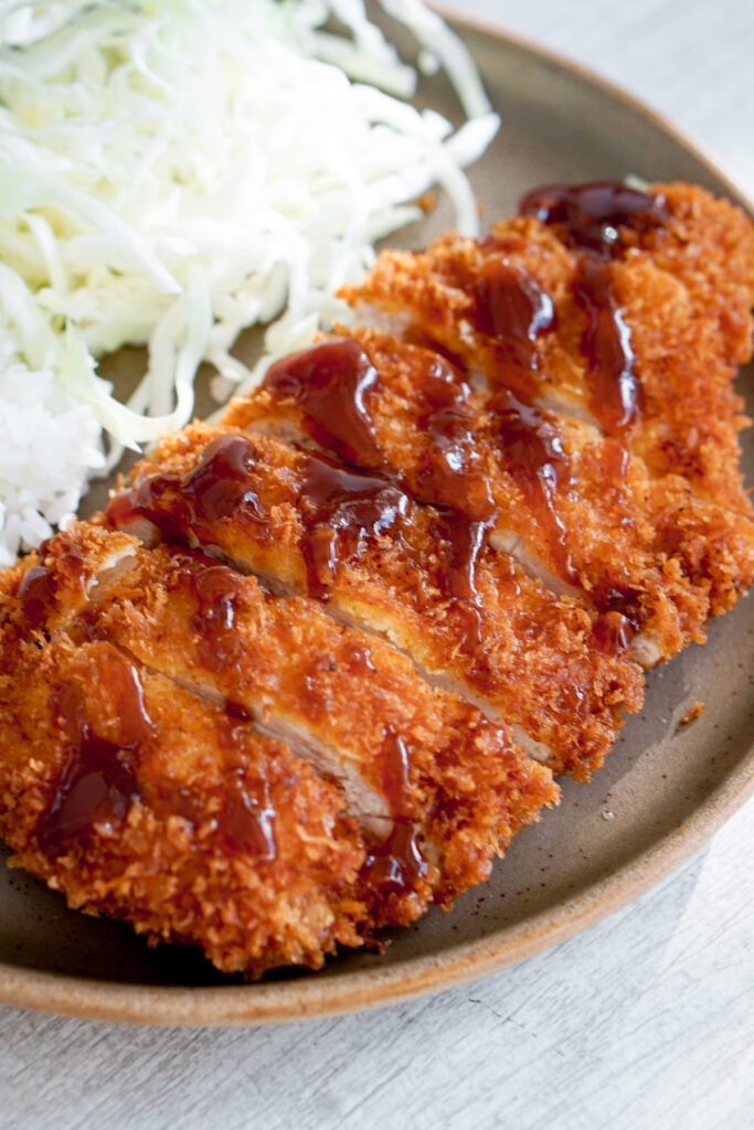 chicken katsu with tonkatsu sauce