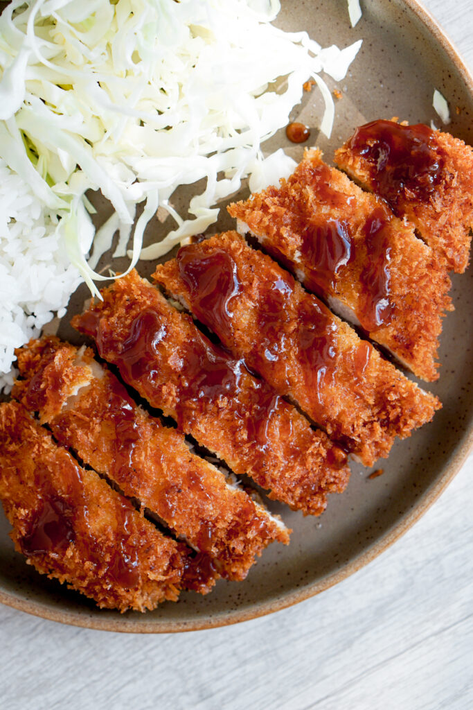 chicken katsu with tonkatsu sauce