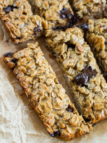 miso tahini granola bars overhead shot